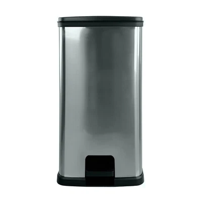 13 Gallon Trash Can Plastic Rectangular Step Kitchen Trash Garbage Can Silver - Image 1 of 4