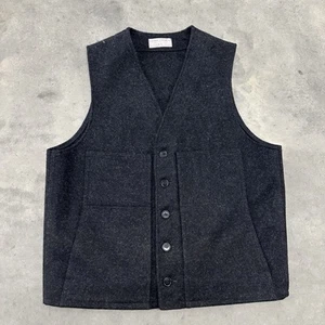 Vintage 80s Filson 100% Virgin Wool Black Vest Size XL Browns Beach Style - Picture 1 of 7