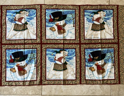 21"x23" SSI Muñeco de Nieve Invierno Navidad Panel Tela Acolchado Oso Polar Foto 1 de 3