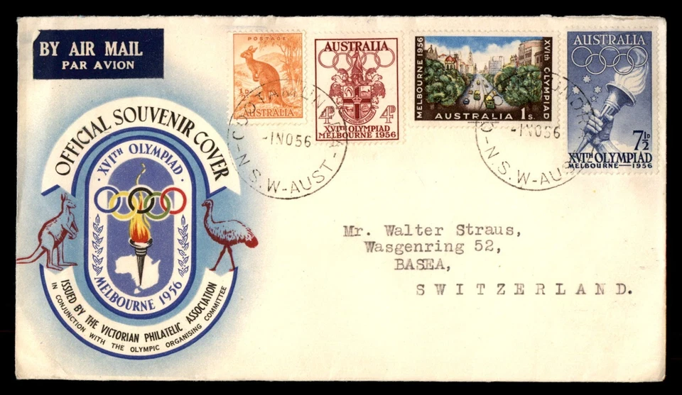 Mayfairstamps Australia FDC 1956 XVI Olimpiada Combo Primer Día Cubierta aau_90345 Foto 1 de 2