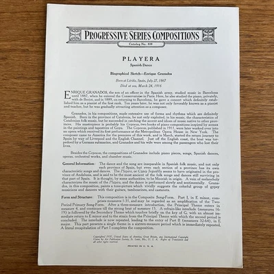 Playera~Spanish dance~Granados~Progressive 800 Serie~838~Art Publication Society - Image 1 of 3