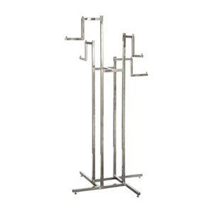 Chrome Clothes Rail Stand 4 Stepped Arms Adjustable Retail Garment Display - Picture 1 of 2