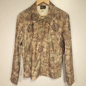R & K Originals Jacket Women's 14 Floral Tapestry Print Full Zip Lightweight - Picture 1 of 6