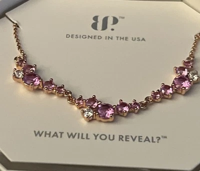 Collar Bomb Party Creado en Trabajo Corindón Rosa Chapado en Oro Rosa Foto 1 de 2