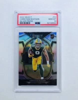 Select Christian Watson Concourse Silver Prizm RC #53 2022 PSA 10 gemas como nuevo Foto 1 de 2