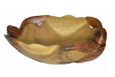 TORTUGA ARTE MADERA TALLADA A MANO CAOBA FRUTERO COCINA TROPICAL Foto 1 de 4
