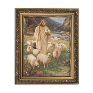 Jesus the Good Shepherd Framed Print 11"x13" Gold Finish Frame NEW 79-352 - Picture 1 of 1