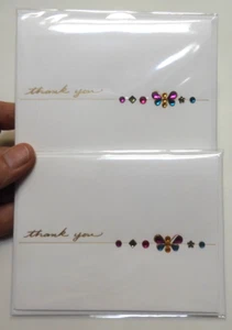 2 Papyrus Cards High Quality Thank You with jeweled Butterfly and More Blank - Picture 1 of 5