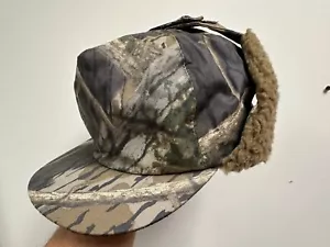 VTG INSULATED Columbia Mossy Oak Shadow branch Camo EAR FLAP Hat Cap USA XL - Picture 1 of 11
