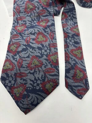 Bill Blass All Silk Neck Tie 57" x 3 1/2" Gray Red Green Yellow USA - Image 1 of 4