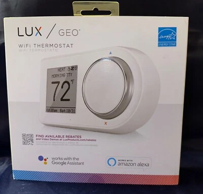 LUX Geo WiFi Thermostat MODEL: GEO-WH-003  UPC: 021079150014 **In Box** - Image 1 of 4