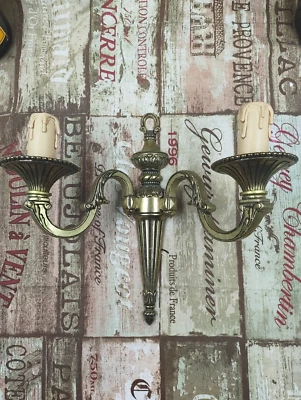 one french double massive french bronze Wall Lamps Sconces Empire style - Image 1 of 4