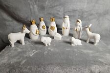 White and Gold Christmas Nativity Set Porcelain One Hundred 80 Degrees