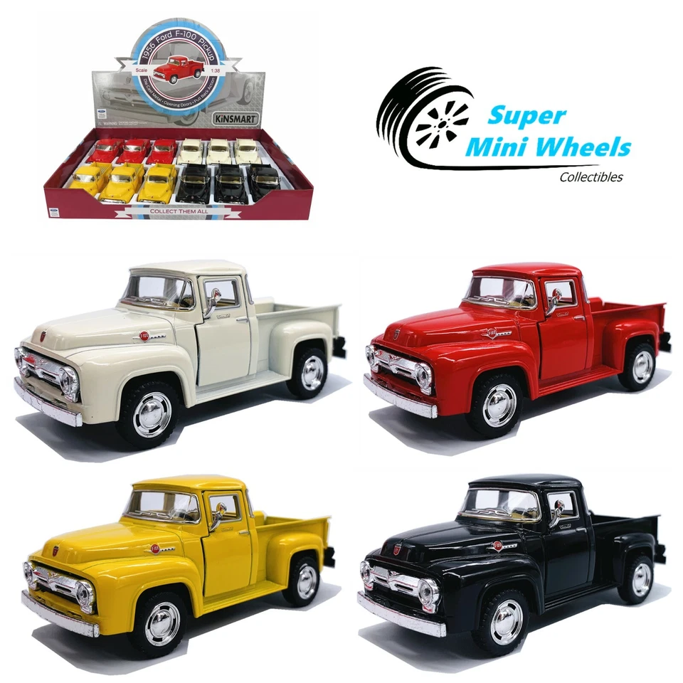 Kinsmart 1:36 - 1956 Ford F-100 Pickup - 5" Diecast Toy Car - 4 Colors - Image 1 of 1