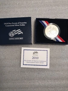 2010 Boy Scouts of America UNC Silver Dollar P Mint Mark - Picture 1 of 12