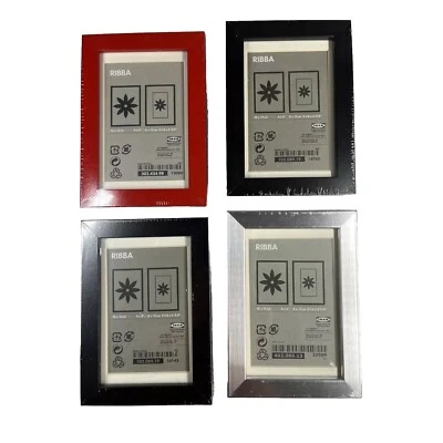 Ikea Ribba 4" X 6" Picture Frames Lot of 4 Red Black Silver - Image 1 of 4