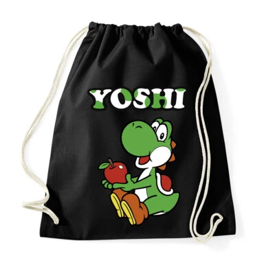 Youth Designz Baumwoll Beutel Turnbeutel Tasche Yoshi Gaming Mario Luigi Süß Fun