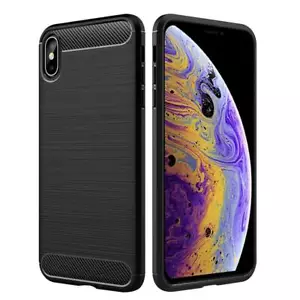 For APPLE IPHONE X CARBON FIBRE CASE SHOCKPROOF SLIM HEAVY DUTY BLACK COVER I10 - Picture 1 of 7
