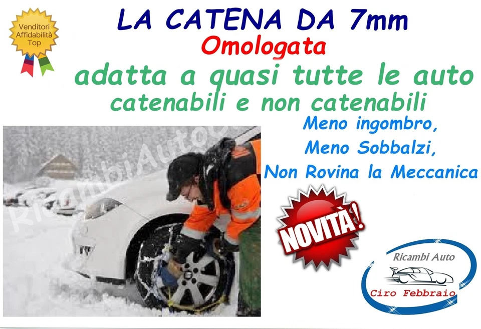 Catene da neve 7mm per Ford Galaxy (2007) Pneumatico 225/50R17 2255017 22550R17 - Immagine 1 di 1