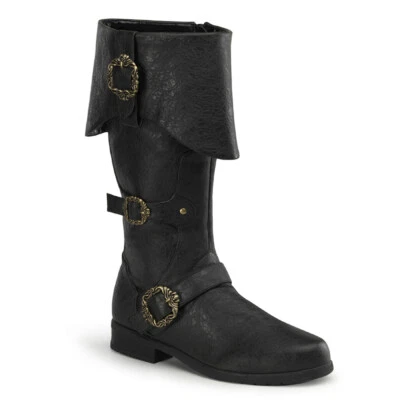 CARRIBEAN-299 MEN'S Carribean Pirate Sparrow Captain Black Costume Knee Boots - Image 1 of 4
