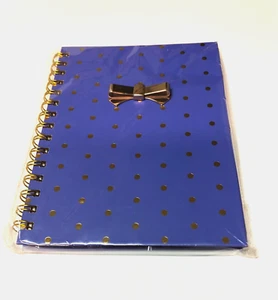Notebook, journal, blue/ purple. with golden polka dots, 6 x 8 - Picture 1 of 5