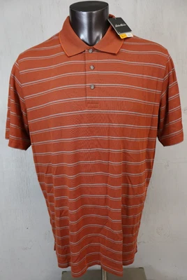 Mens Eddie Bauer Travex Polo Shirt Orange Gray Size T XL (XLT) Cotton Blend New - Image 1 of 4