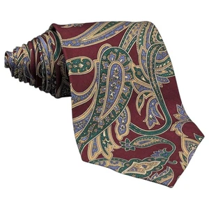 Polo Ralph Lauren Tie 55"x3.75" Red Blue Green Paisley 100% Silk USA Hand Made - Picture 1 of 9