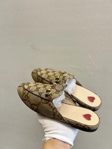 Authentic GUCCI WMNS Horsebit Princetown Beige Stitched Fur Loafers 38 EU 8 US - Picture 1 of 10