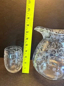 Cambridge "Chantilly" Doulton Pitcher,, Etched Elegant Glass,, Floral Scrolls - Picture 1 of 1