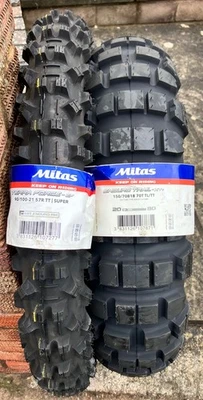 RALLY / ADVENTURE BIKE. MITAS XT+  150-18 & 90/100/21 TF EF (ROAD LEGAL) COMBO - Image 1 of 4