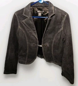 Vintage Ibisco Novita Leather Jacket Women's Size Medium Embroidered Stitching  - Picture 1 of 5
