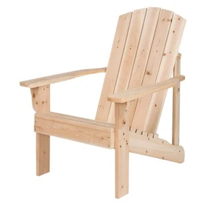 36.25 H Natural Wooden Indoor/Outdoor Mid-Century Modern Adirondack Chair, Home - Picture 1 of 6