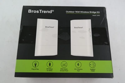 BroaTrend 1KM Outdoor Wireless Bridge Kit 867Mbps On 5Ghz, Used - Image 1 of 4