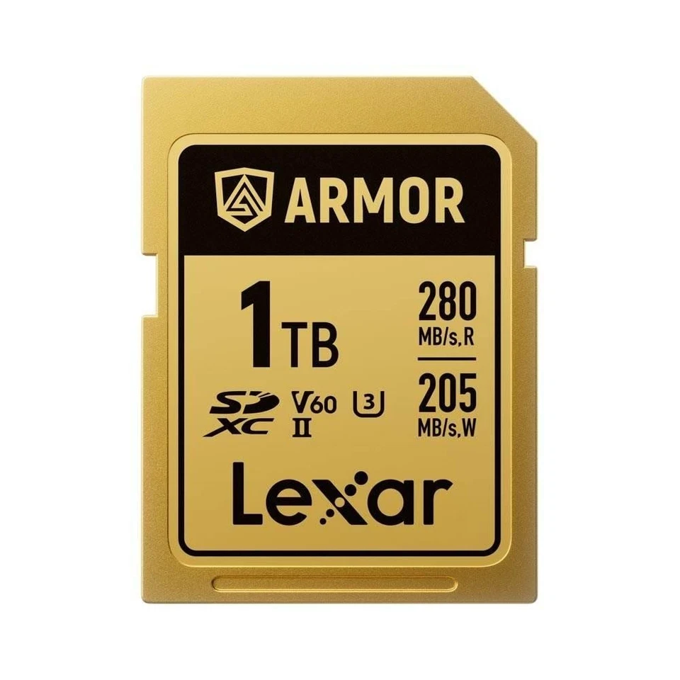 Lexar ARMOR 1TB SDXC Pro Gold Stainless Steel UHS-II V60 IP68 280MB/s Card - Image 1 of 1