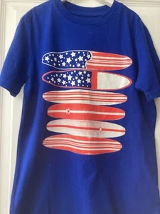 SUMMER CLEAR OUT 💙 Royal Blue Surf Board Theme T-Shirt By Lands’End 10-12 Years - Picture 1 of 4