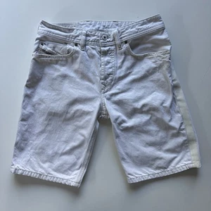 DIESEL 9.5" Button Fly Denim Shorts Womens 27 White Distressed Stripe on Side - Picture 1 of 22