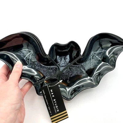 Max Studio HALLOWEEN Juego de 4 Platos de Murciélago Melamina para Servir 12" TOTALMENTE NUEVO Foto 1 de 4
