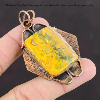 新年促销大黄蜂碧玉宝石铜工匠扭曲设计师吊坠 — 第 1/4 张图片