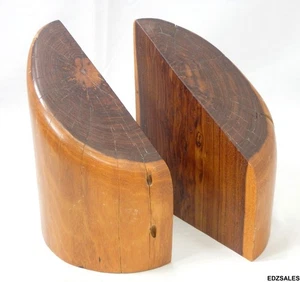Natural Form Primitive Stained Spilt Wood Vintage Bookends - Picture 1 of 11