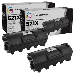 LD Compatible Lexmark 52D1X00 / 521X 2pk EHY BLK Tonerss for MS811/MS812 Series - Picture 1 of 9