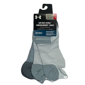 UnderArmour ISO-CHILL ARMOURDRY Golfsocken unsichtbar 2er-Pack neu mit Etikett Einheitsgröße (halograu) - Bild 1 von 5