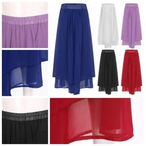Women Double Layered Chiffon Wide Leg Pants Loose Fit Trousers Lyrical Dance - Picture 1 of 61