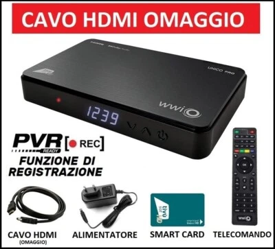 WWIO Decoder Tivusat PVR Satellitare HD Con Tessera Card Scheda Tvsat Inclusa Tv Sat