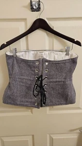 DITD Damsel in this Dress corset Wench, Corset in Gray Herringbone Upholst - Picture 1 of 1