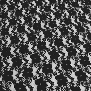 Lace Black Stretch Fabric Giselle Floral ( 1.5 mtrs Wide) sold Per Mtr - Picture 1 of 2
