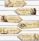 6 Easter Egg Hunt Arrows Signs Vintage Style Bunnies, Chicks & Chocolate