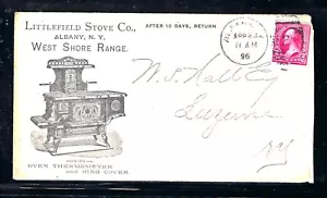 1896 LITTLEFIELD STOVE ALBANY NY TO LUZERNE NY - COMPLETE MAILING - XTRA CLEAN - Picture 1 of 8