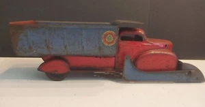Antique Marx Lumar Contractors Steel Toy Dump Truck / Plow - Picture 1 of 15