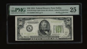 DBR 1934 $50 LGS FRN Dallas Fr. 2102-Klgs PMG 25 Serial K00081196A - Picture 1 of 2