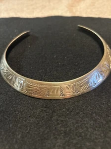 Vintage Brass Choker Collar Necklace Art Deco 80's - Picture 1 of 11